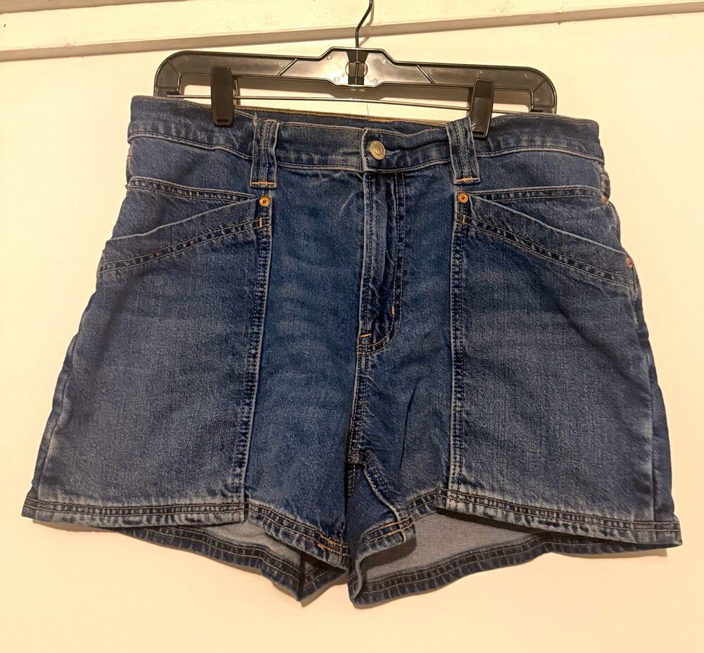 American Eagle Women's Relaxed Short Denim Shorts Blue 12 High Rise Relaxed